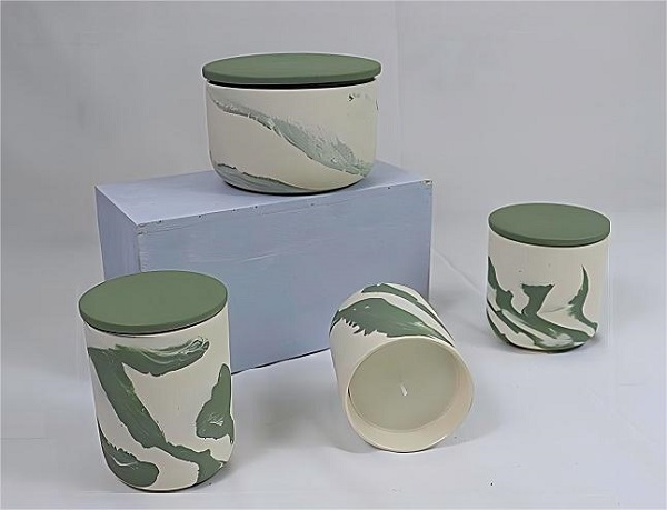 Lilin Seramik Marbled Green Asli: Artistry buatan tangan memenuhi warna alam - kemenangan untuk peminat rumah & rakan kongsi B2B