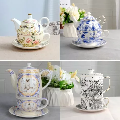Set Cawan Porcelain Terpesona Dengan Teko