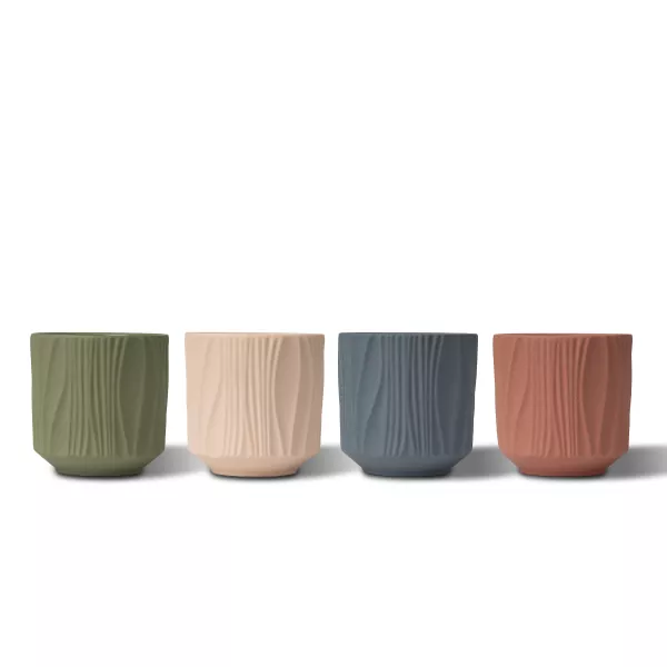 Pemegang Lilin Seramik Corak Menegak Matte Empat Warna Pemegang Lilin Seramik Corak Menegak Matte Empat Warna
