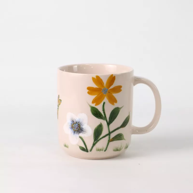 Mug Seramik Bunga Lukisan Tangan