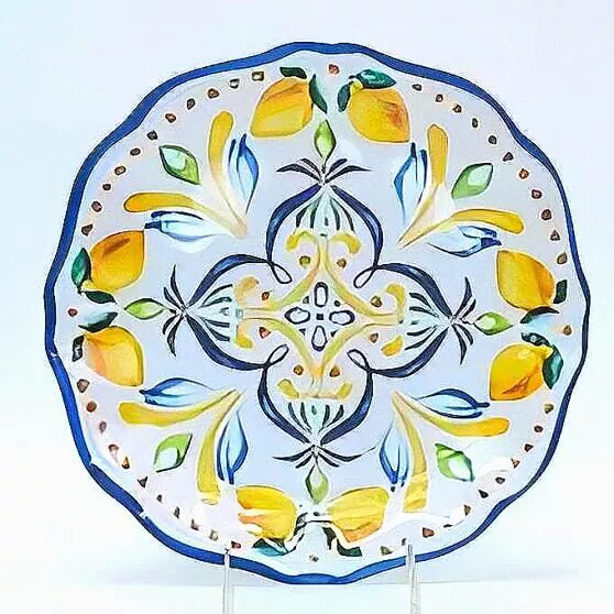 Set Peralatan Makan Seramik Lemon Lukisan Tangan