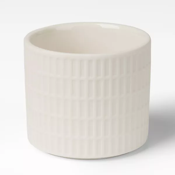 Pemegang Lilin Seramik Bercorak Grid Putih Milky Pemegang Lilin Seramik Bercorak Grid Putih Milky