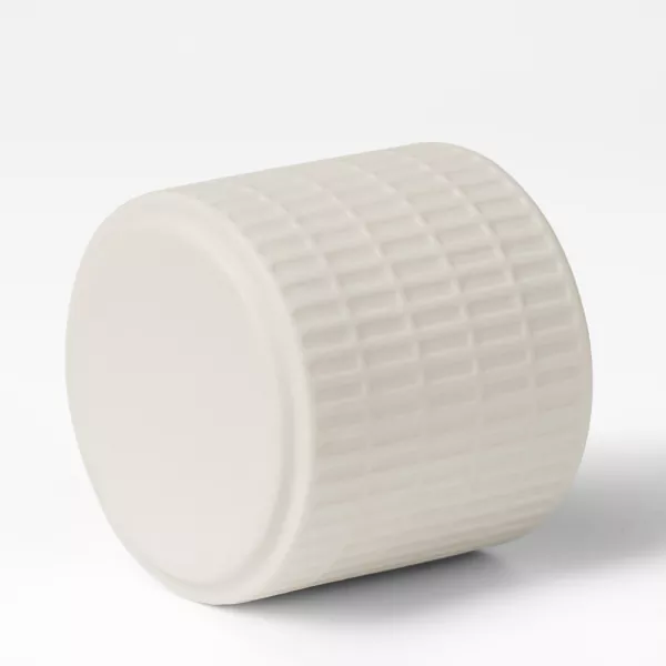 Pemegang Lilin Seramik Bercorak Grid Putih Milky
