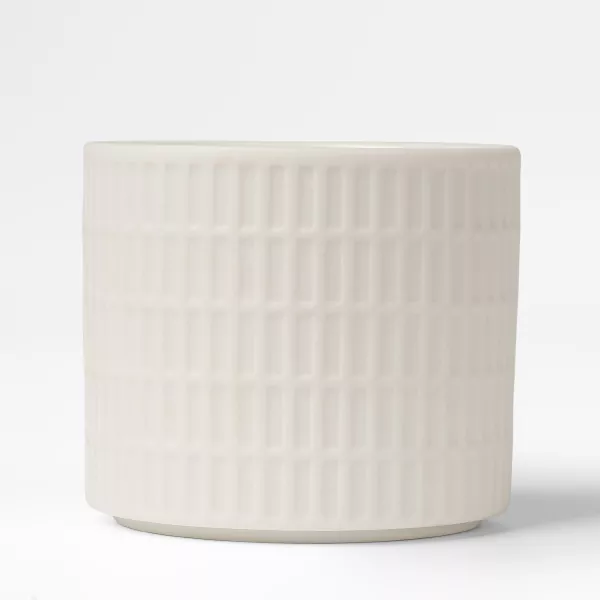 Pemegang Lilin Seramik Bercorak Grid Putih Milky