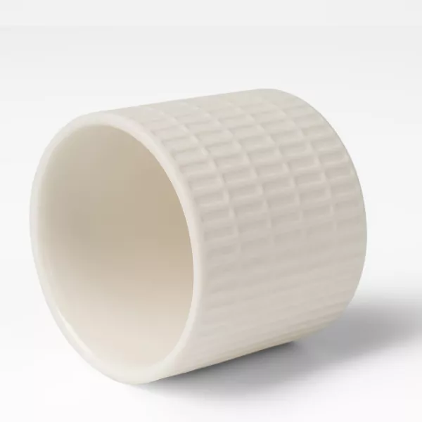 Pemegang Lilin Seramik Bercorak Grid Putih Milky